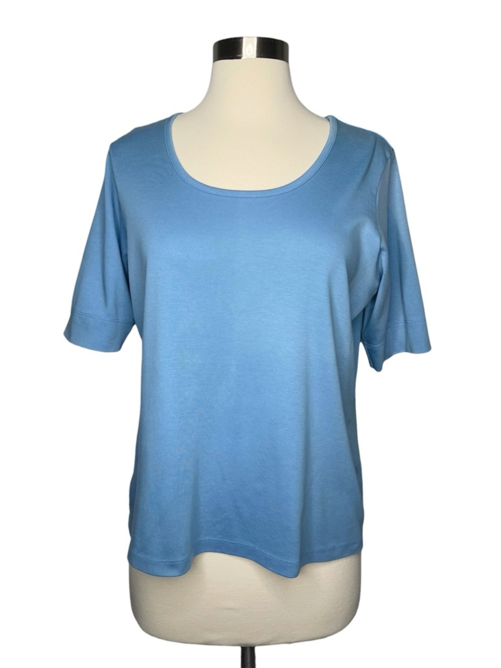 LL Bean Supima Cotton Blue T Shirt Size M Tee Top 277964 Peru Preppy Womens FLAW